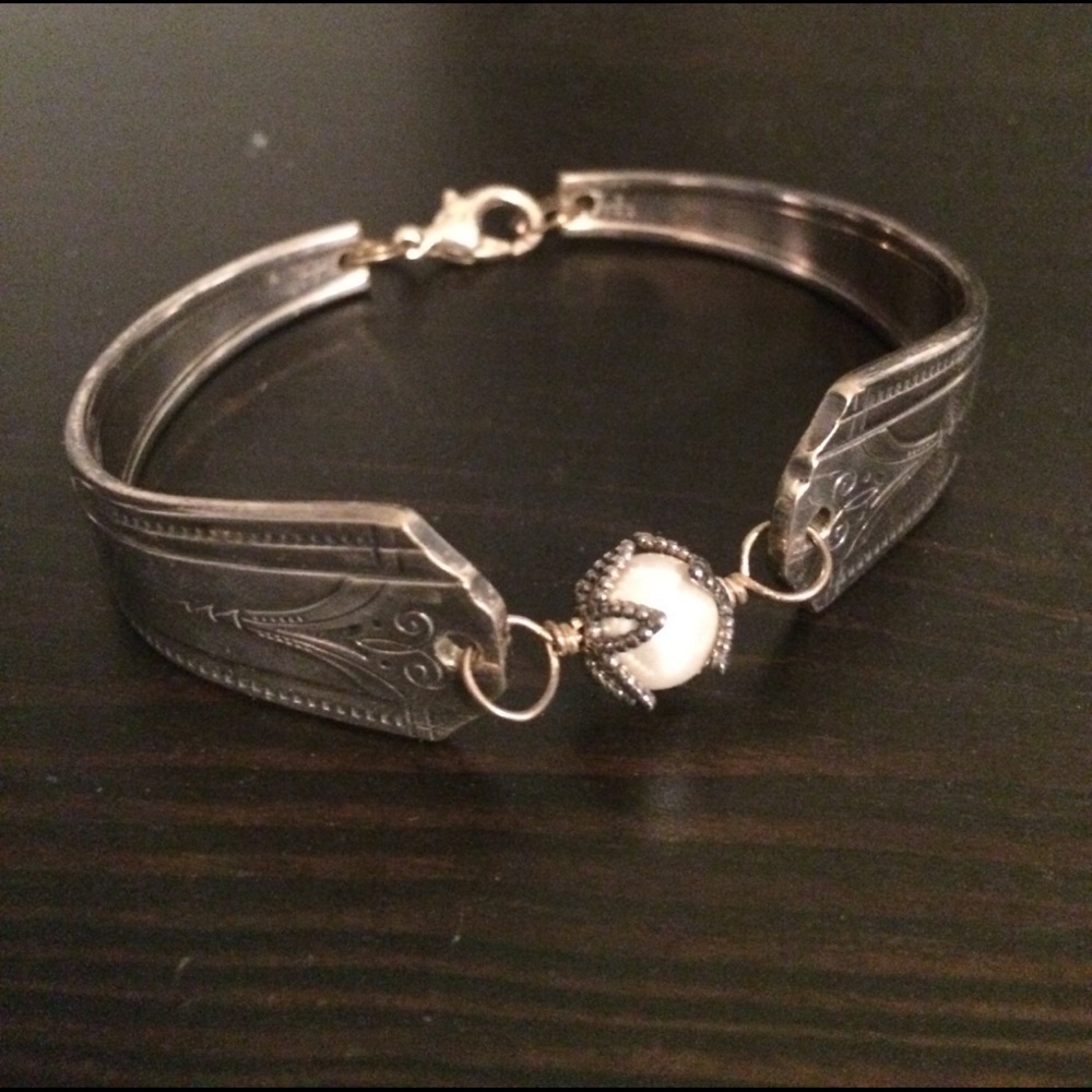 ❗️ silver spoon bracelet with a pearl