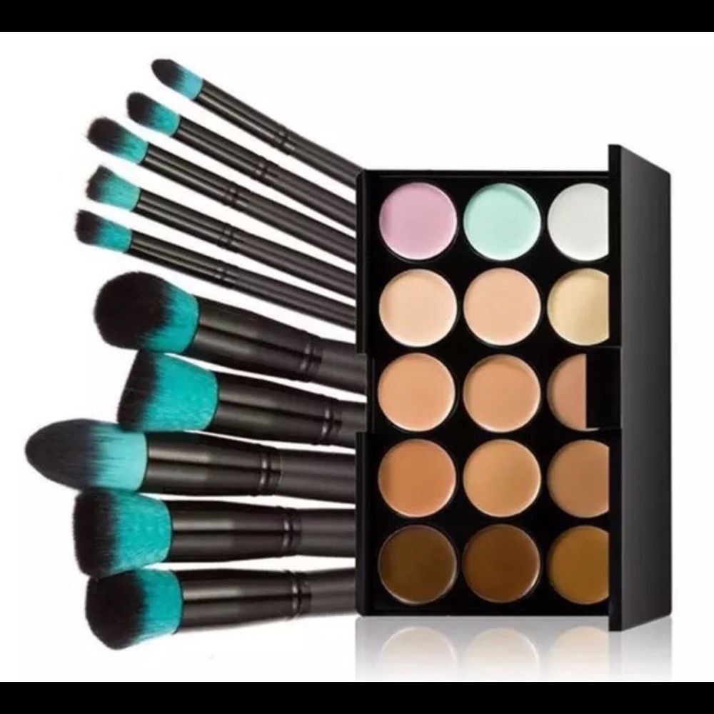 10 piece kabuki brushes with contour palette