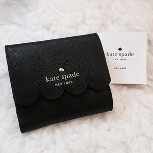Kate Spade Black Scallop Saffiano Leather Wallet