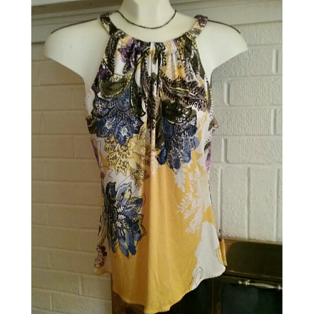 Stretchy silk Tahari halter