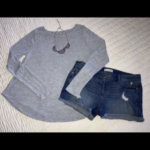 Ribbed heather blue swing top