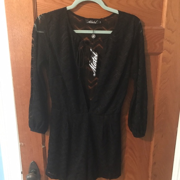 NWT MOTEL black floral lace romper - Picture 2 of 3