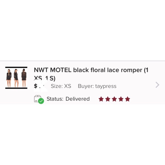 NWT MOTEL black floral lace romper - Picture 3 of 3