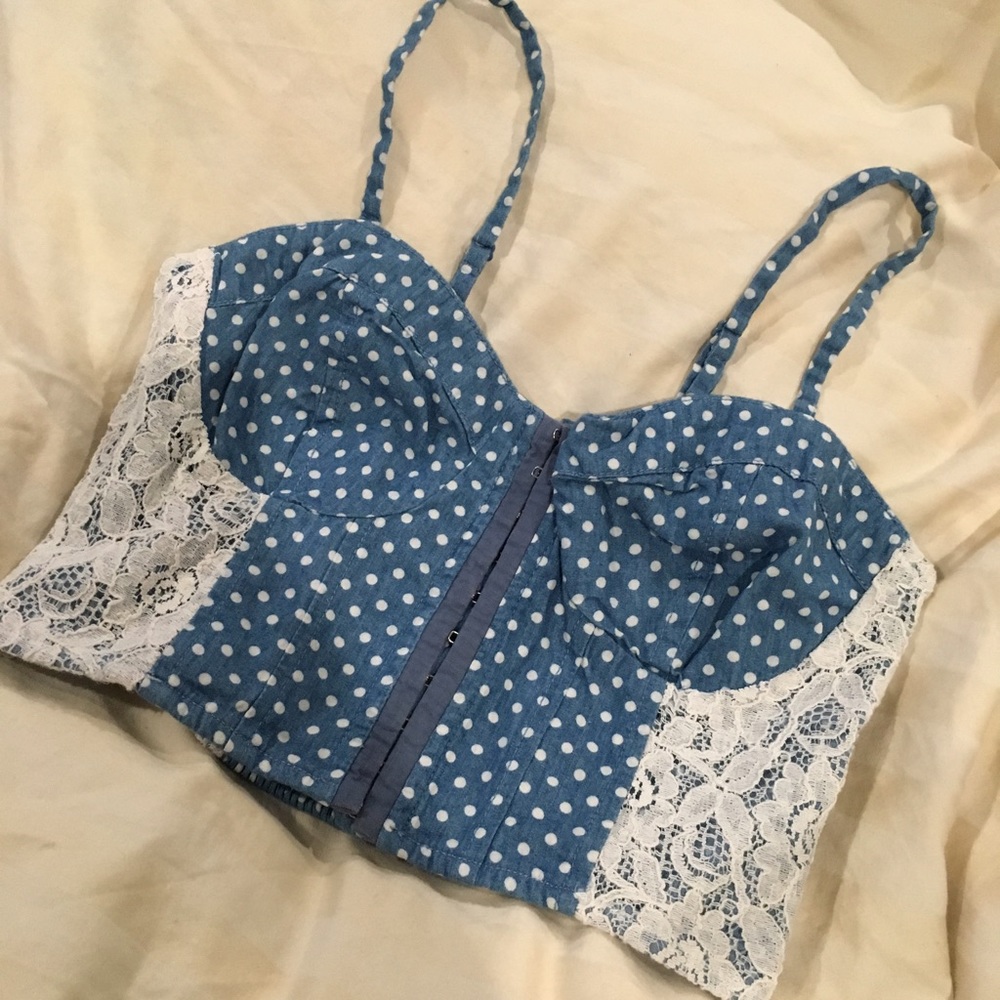 Denim and Lace Crop Top
