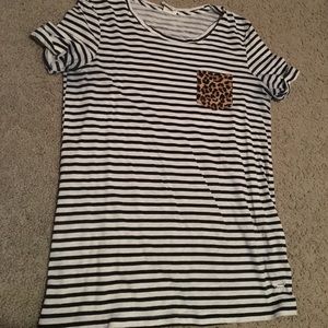 VS Pink Striped Cheetah Tee
