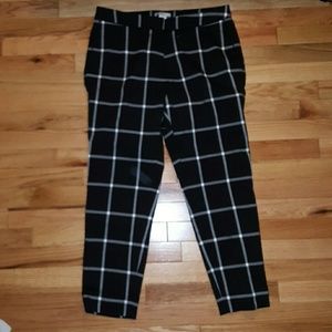 H&M Black & White Grid Print Ankle Pants - Sz 10