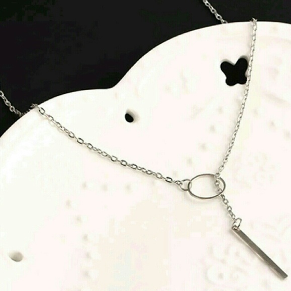 Back In! New Silver Dainty Circle and Bar Necklace - Picture 2 of 3