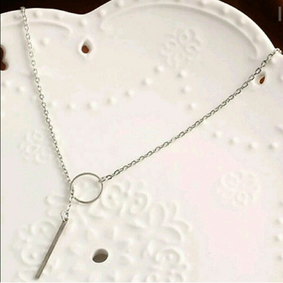 Back In! New Silver Dainty Circle and Bar Necklace - Picture 3 of 3