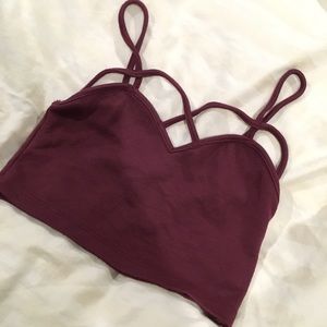 Brandy Melville Strappy Crop Top in Burgundy