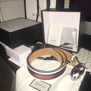 100% Authentic white gucci belt  size 32-34