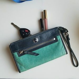 Blue coach wristlet wallet