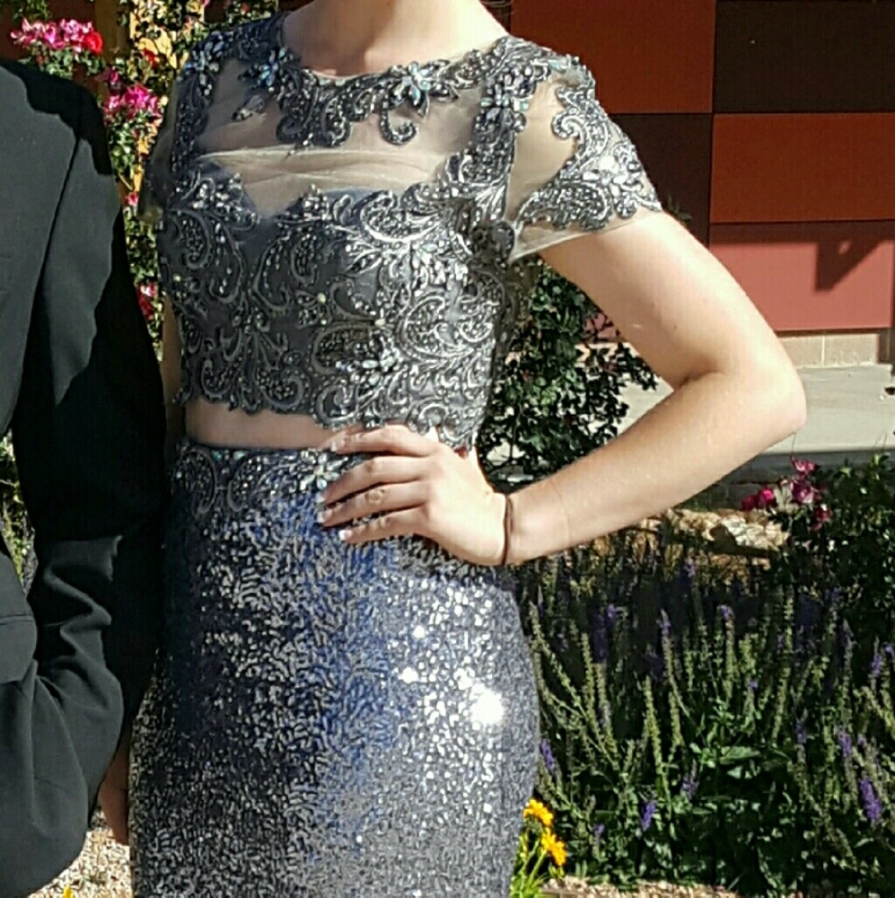 Silver prom dress