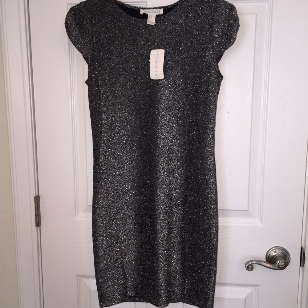 Forever21 mini silver dress nwt body-con size S