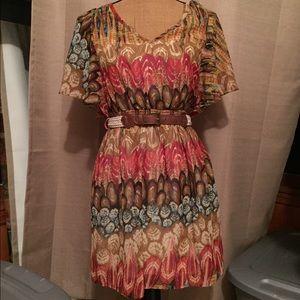 Like New Forever 21 belted feather dress