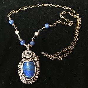 Handmade wire wrapped soladite necklace