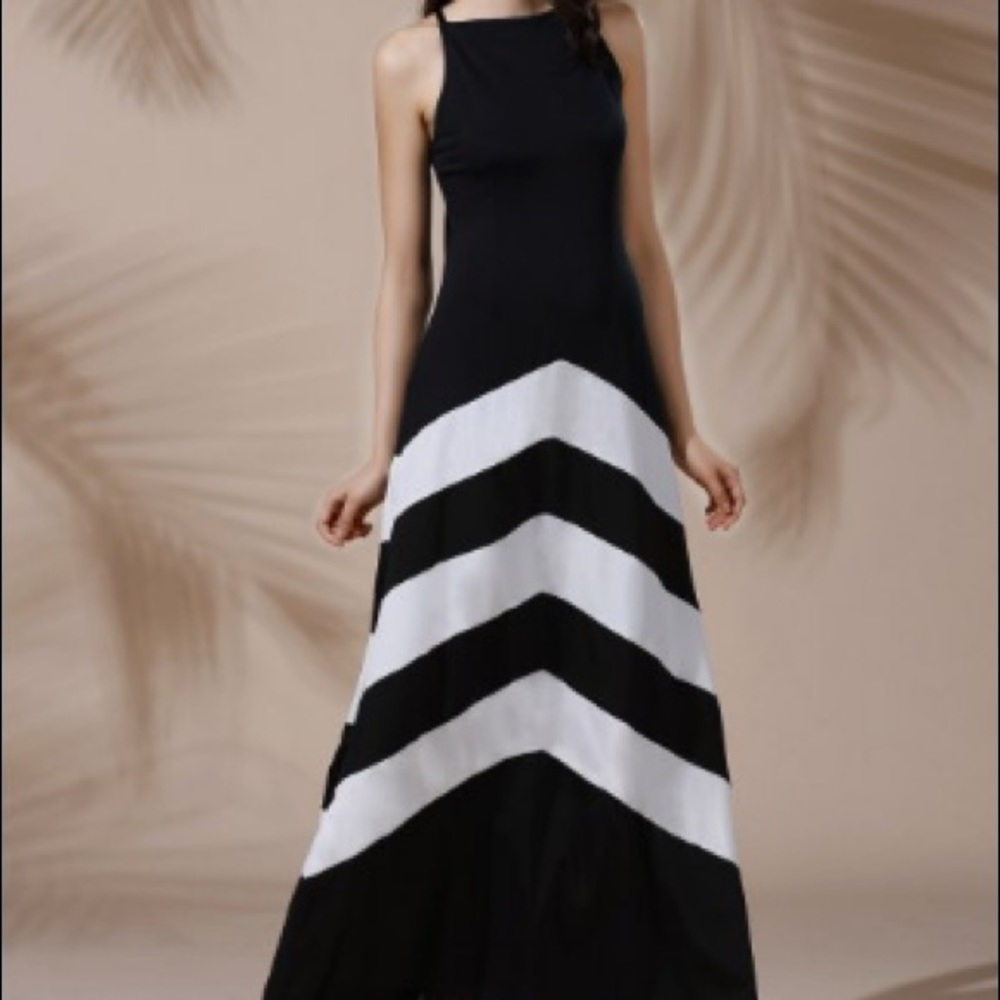 Black and white trapeze dress