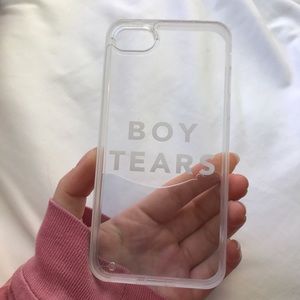 Boy tears clear phone case