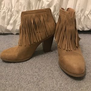suede fringe booties