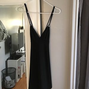 Nasty Gal Open Back Tie Slip Dress, Black, size XS