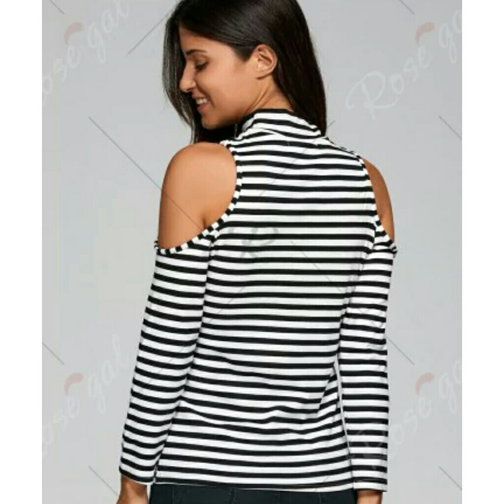 Striped cold shoulder top - Picture 3 of 4