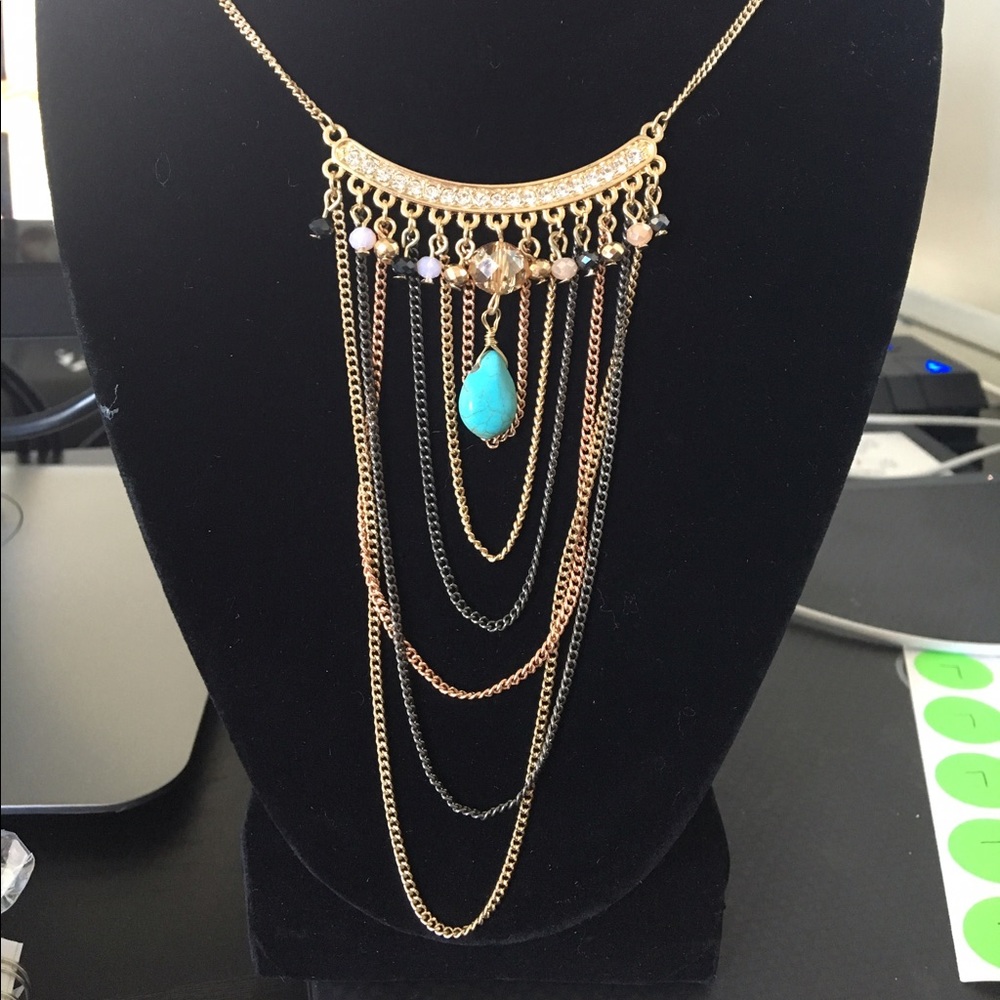 Faux turquoise beaded necklace