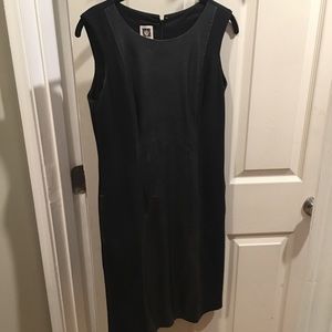 Anne Klein pleather and cloth black dress, size 2
