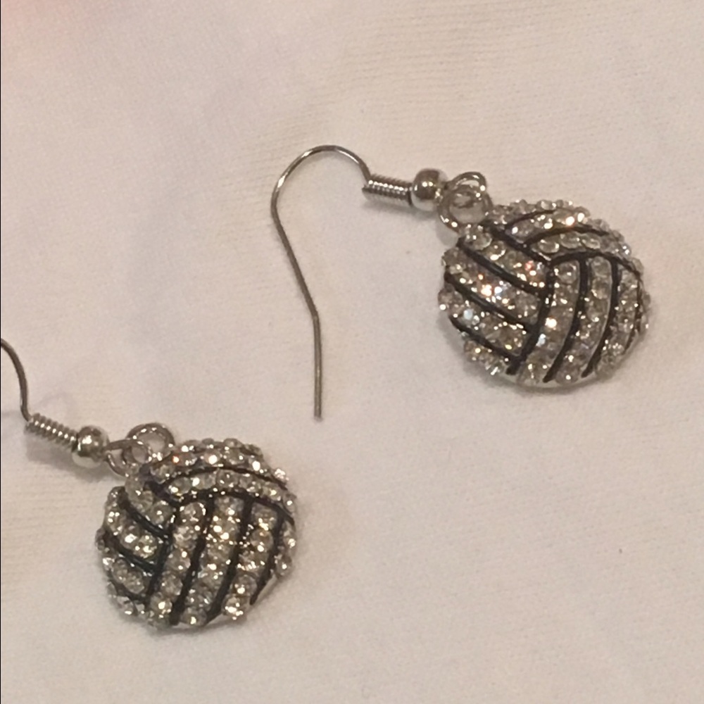 Round pendant black and silver rhinestone earrings