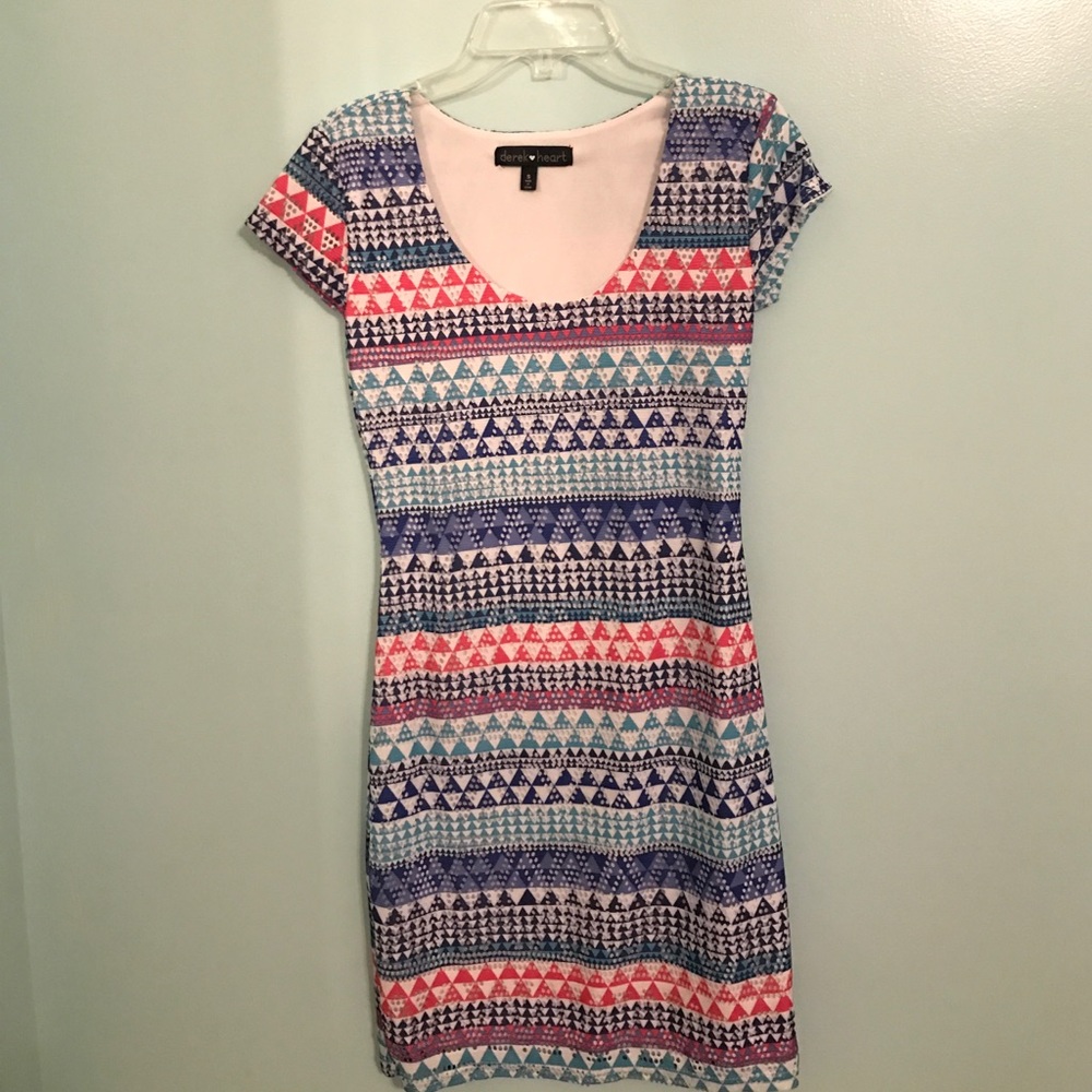 multicolored tribal body-con dress