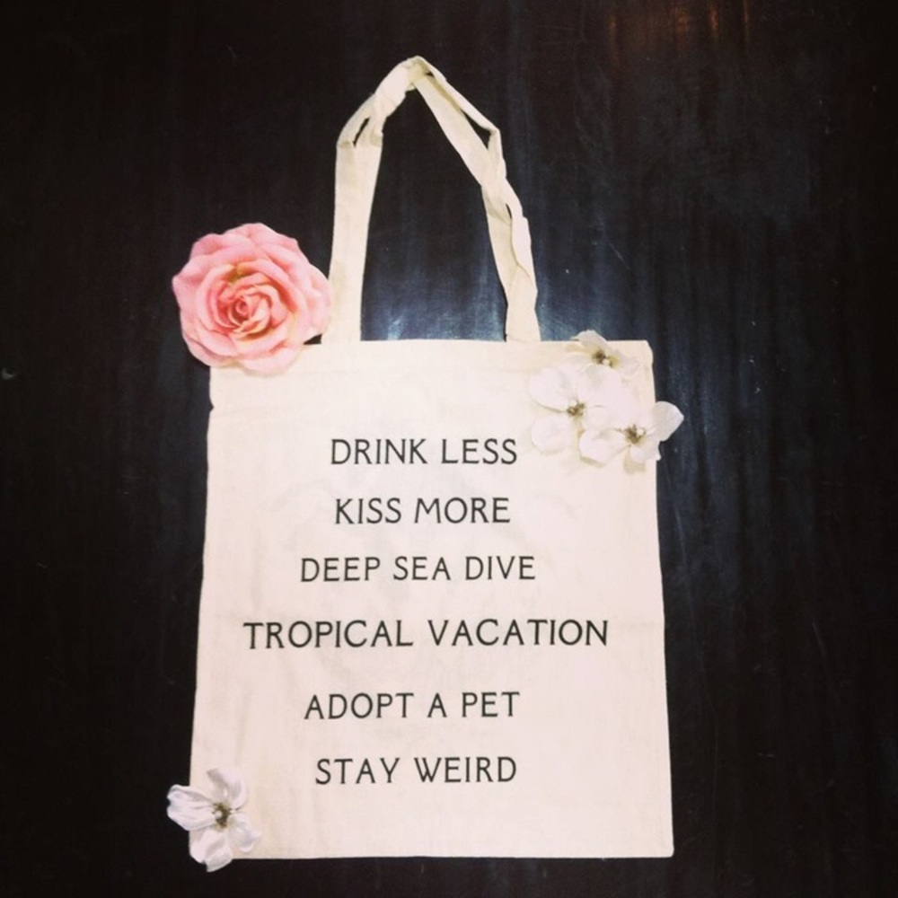 WILDFOX Drink Less Kiss More Tote Bag
