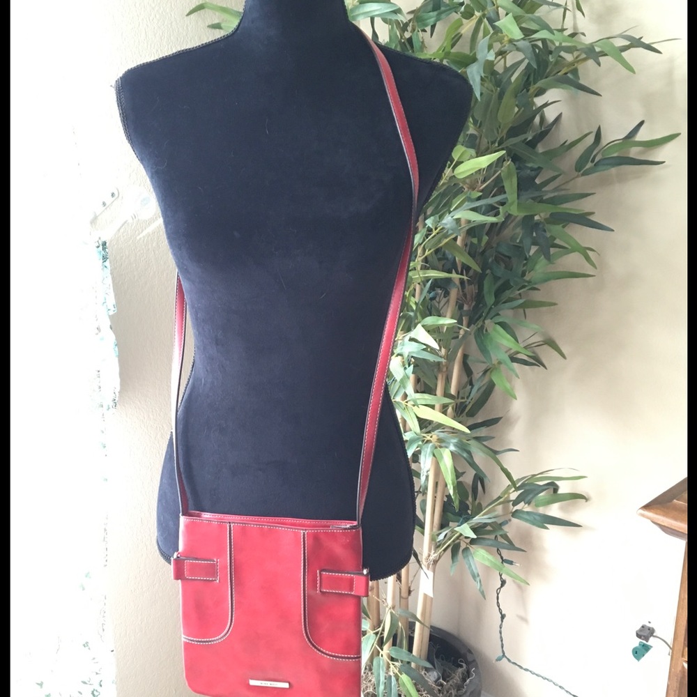 Nine West red vegan leather cross body