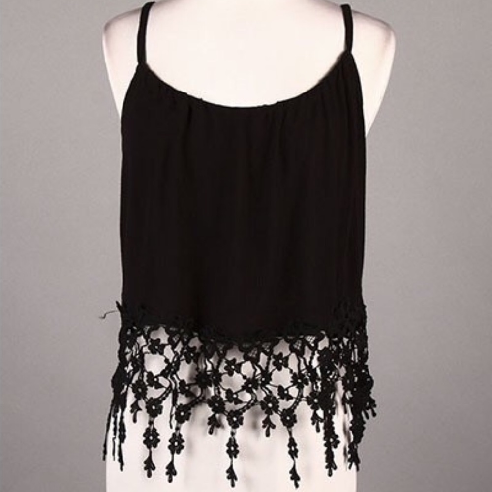 Boho Lace Trim Crop Festival Hippie Top - Picture 3 of 3