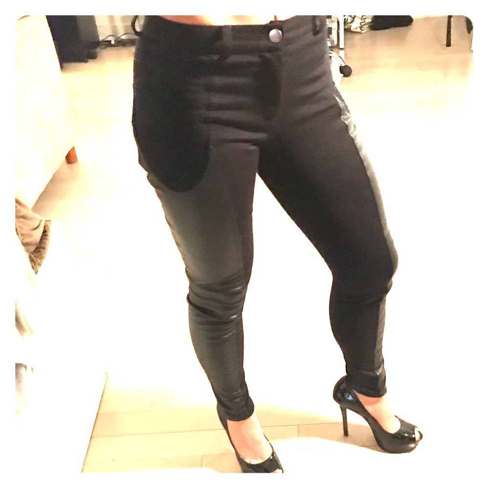 Silence + Noise "Leather and Suede" Black Pants
