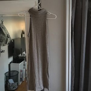Topshop Bodycon Tank Turtleneck Dress Beige