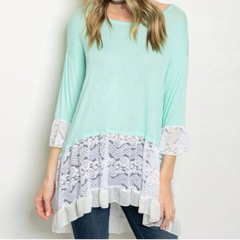 Last day of sale ๐ New Mint Green & Lace Tunic - Picture 3 of 3
