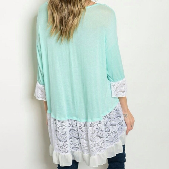 Last day of sale ๐ New Mint Green & Lace Tunic - Picture 2 of 3