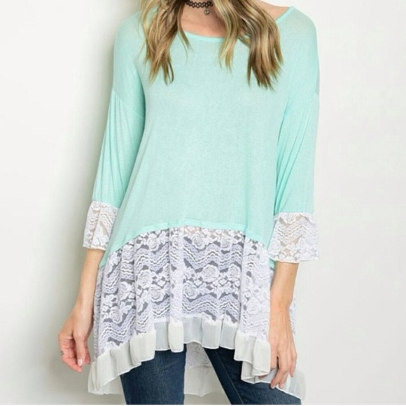 Last day of sale ๐ New Mint Green & Lace Tunic - Picture 3 of 3