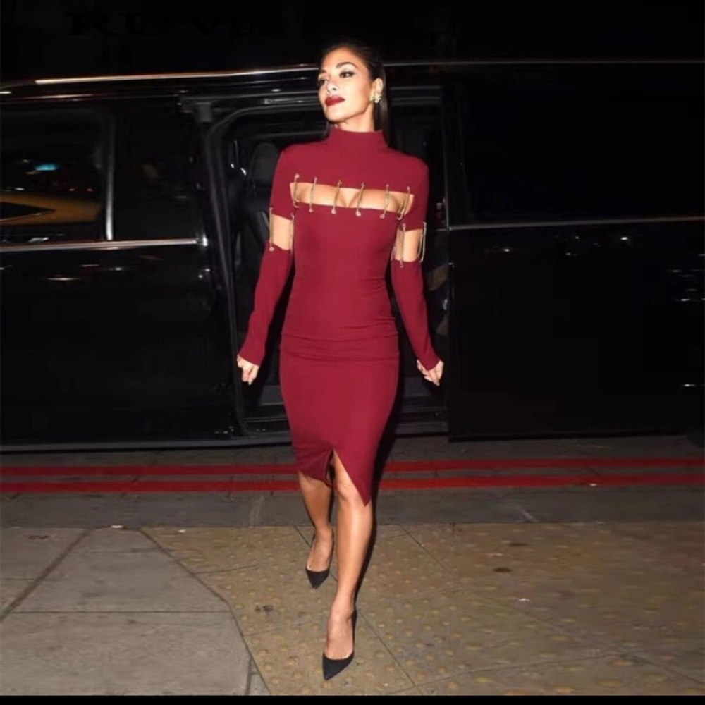 New gorgeous chain bandage midi dress - Picture 3 of 7