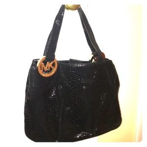 Michael kors black snake skin bag