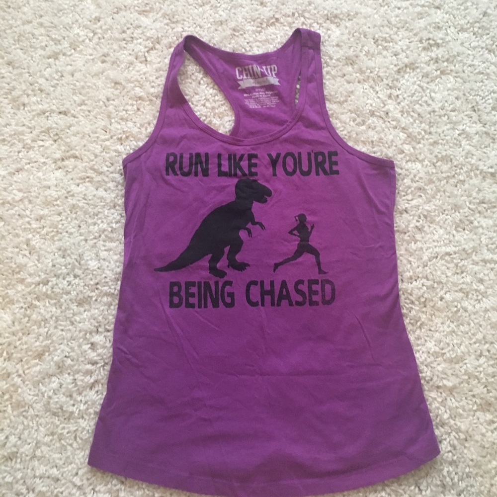 "Run like you're bing chased" purple tank