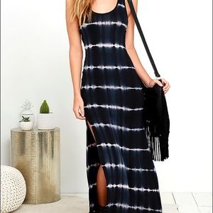 DESERT VILLA BLACK TIE-DYE MAXI DRESS
