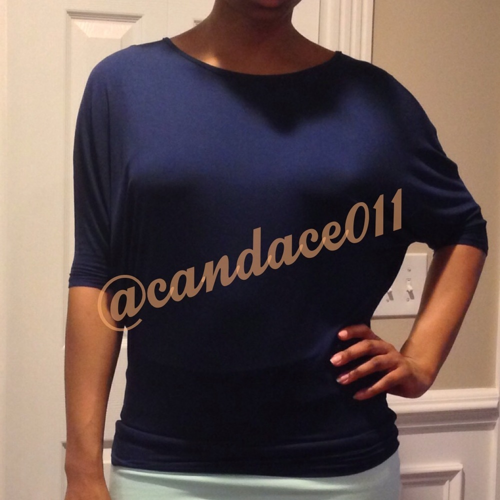 3/4 Sleeve Dolman Top (Navy)
