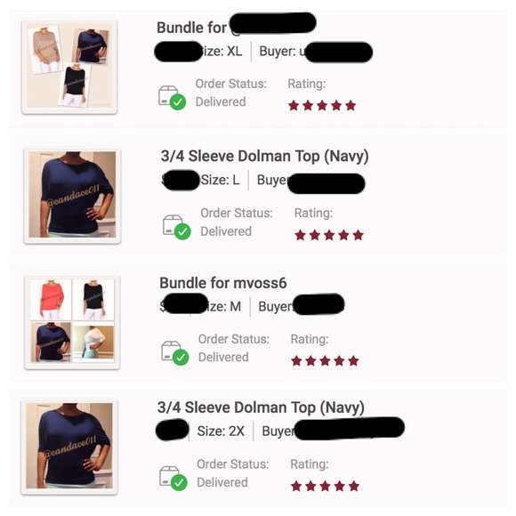 3/4 Sleeve Dolman Top (Navy) - Picture 3 of 3