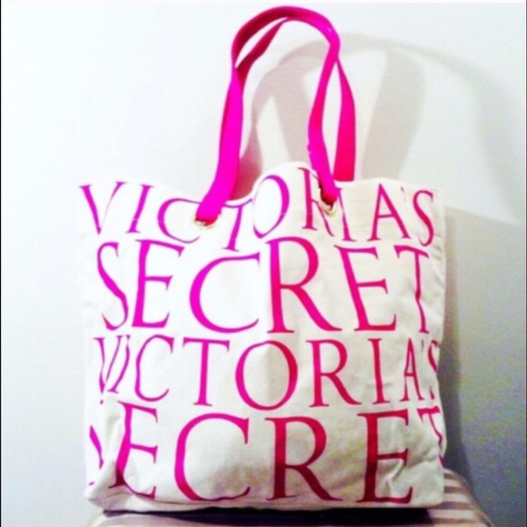 Victorias Secret XL VS Pink Signature Canvas Tote - Picture 1 of 3