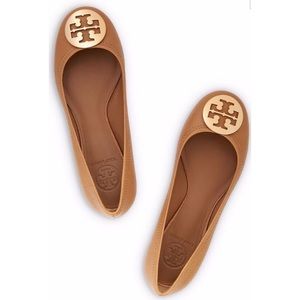 New Tory Burch Reva Ballet Tumbled Leather Tan