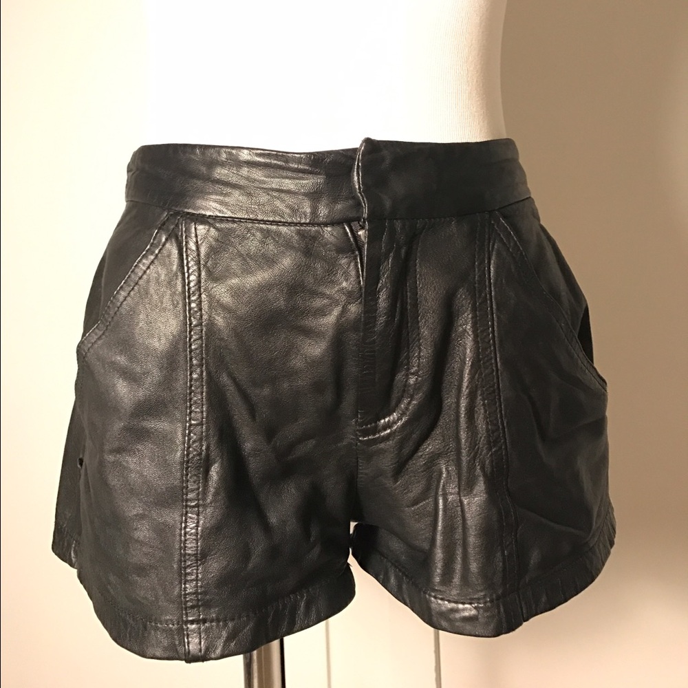 Silence + Noise 100% leather shorts