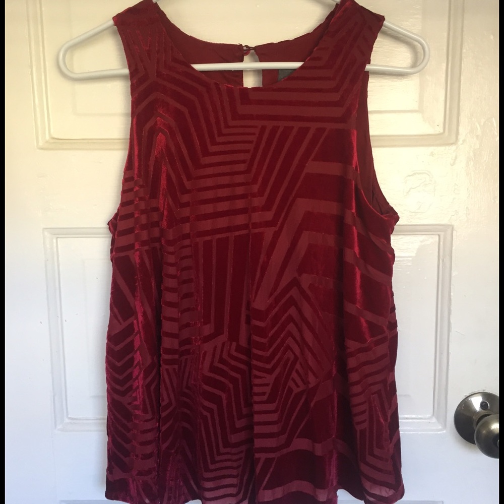 Anthropologie Red Velvet Swing Tank Top Blouse XS
