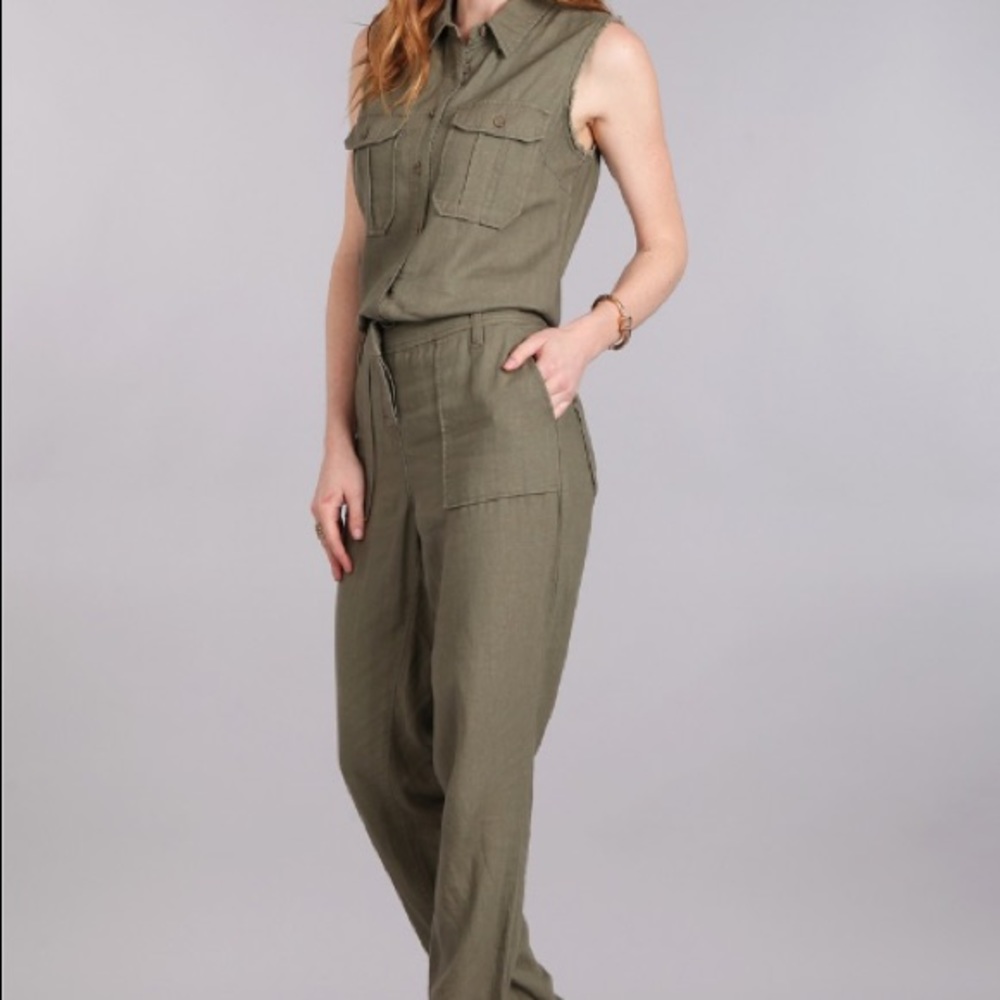 Sleeveless button-down jumpsuit