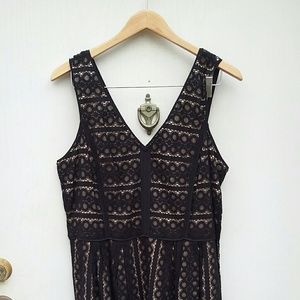LOFT Black & Tan Lace Sundress