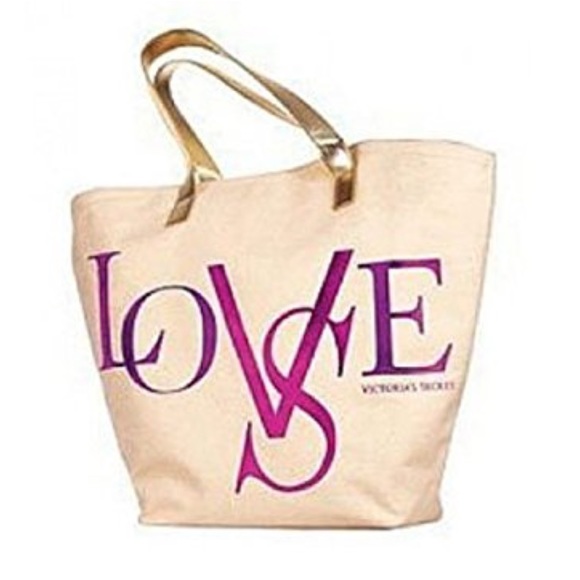 Victoria's Secret VS Pink LOVE Large Canvas Tote - Picture 1 of 1