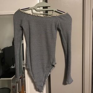 Urban Outfitters Striped Off The Shoulder Bodysuit